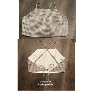 Emory Park Tank Top Women's Medium Ecru Cropped Tie Back Love Radically